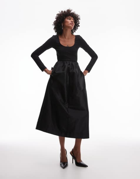 & Other Stories maxi dress with volume skirt in black