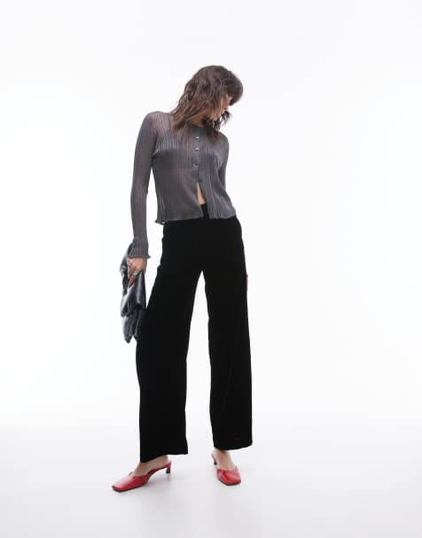 & Other Stories high waist velvet trousers in black