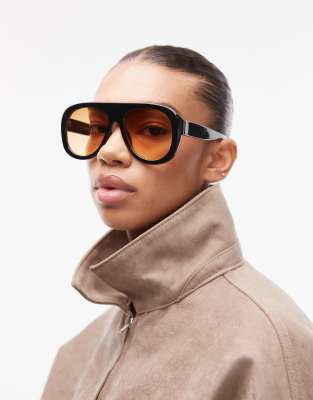 & Other Stories – Czarne okulary przeciwsłoneczne oversize typu aviator