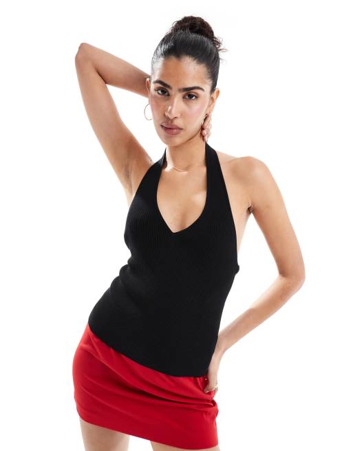 & Other Stories – Czarny dzianinowy top z dekoltem typu halter