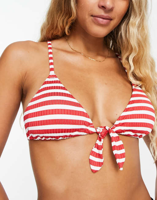 & Other Stories – Czerwona góra od bikini w paski z trójkątnymi miseczkami