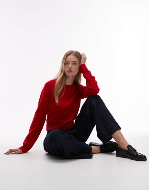 & Other Stories – Czerwony dopasowany sweter z domieszką wełny, 3 z 4