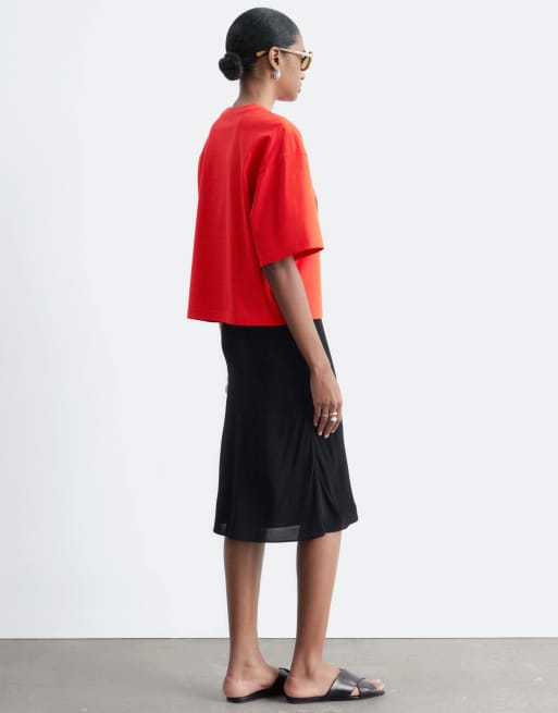 & Other Stories – Czerwony T-shirt oversize o pudełkowym kroju, 4 z 4