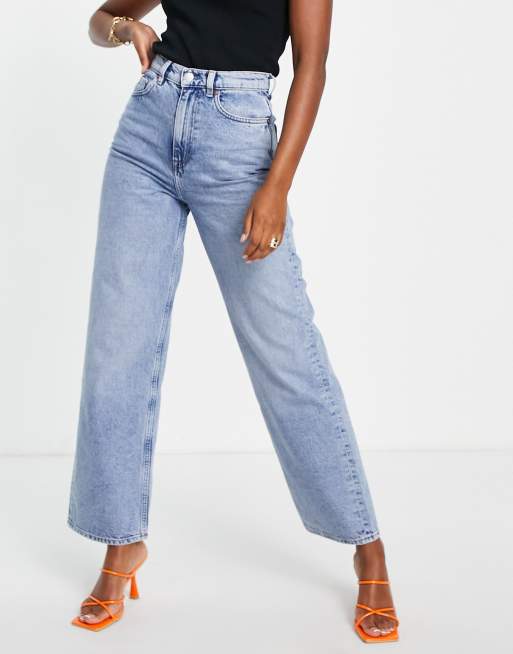 & Other Stories Dear cotton high rise wide leg jeans in aqua blue