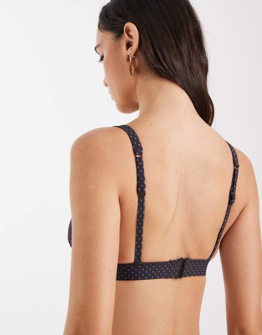 & Other Stories deep plunge bikini top in brown polka dot , 4 of 4