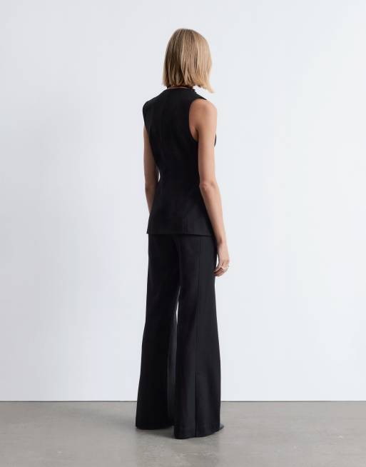 & Other Stories deep v-neck waistcoat with hourglass waist in black, 4 of 4