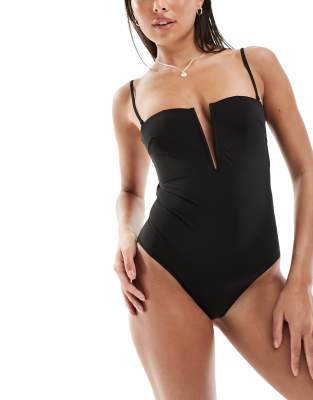 Shop & Other Stories Deep V Swimsuit In Black