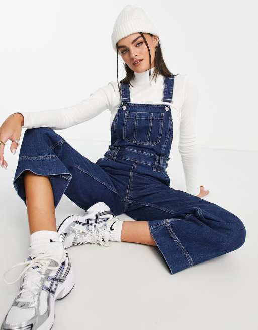 Dark blue cheap denim dungarees