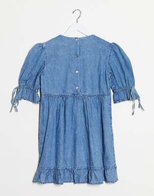 denim frill hem dress