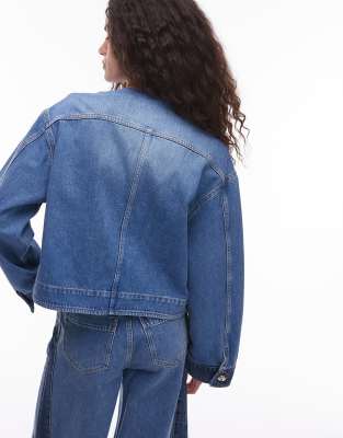 & Other Stories denim jacket with sculptured sleeves in mid