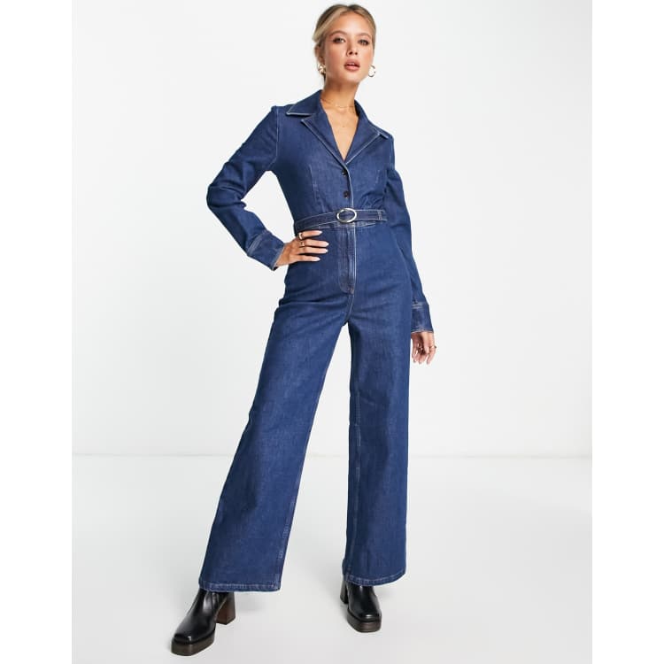 & Other Stories denim jumpsuit in dark blue