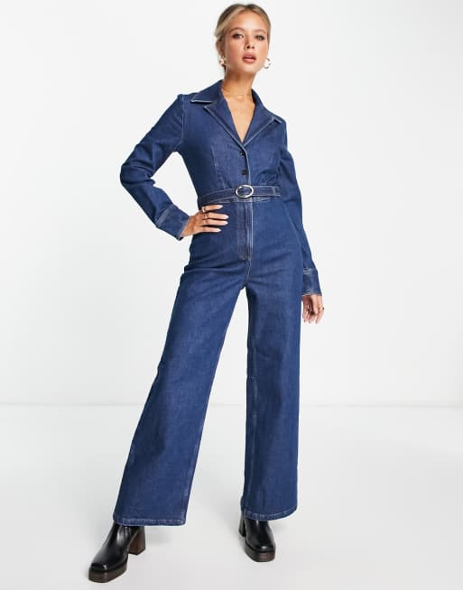 & Other Stories denim jumpsuit in dark blue | ASOS