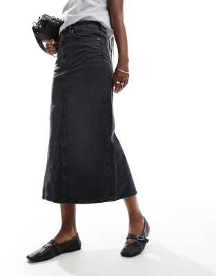 Other Stories &  Denim Maxi Column Skirt In Black Wash