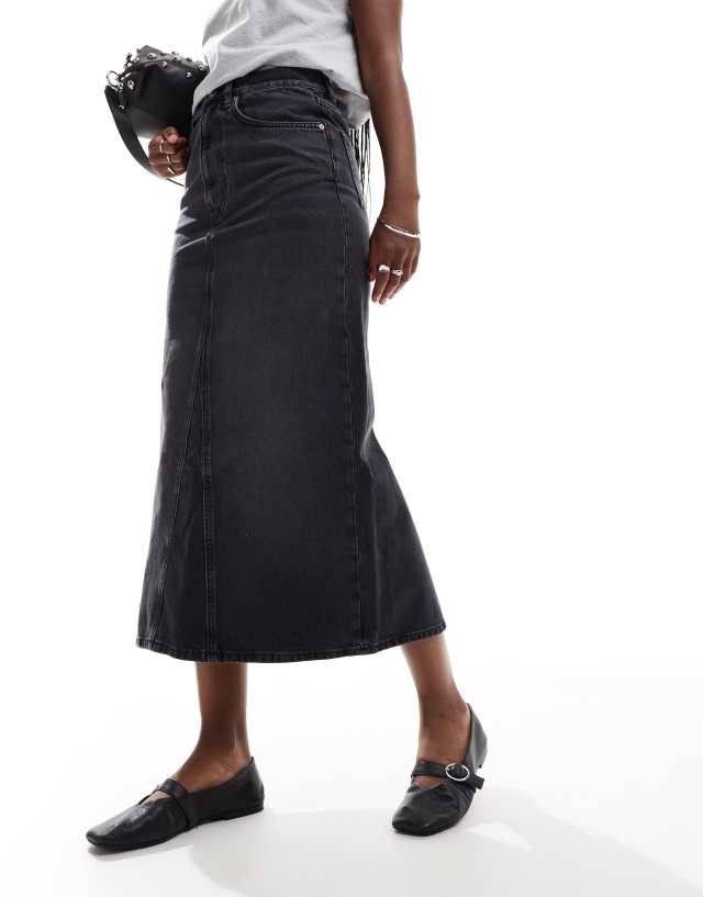 & Other Stories - denim maxi column skirt in black wash