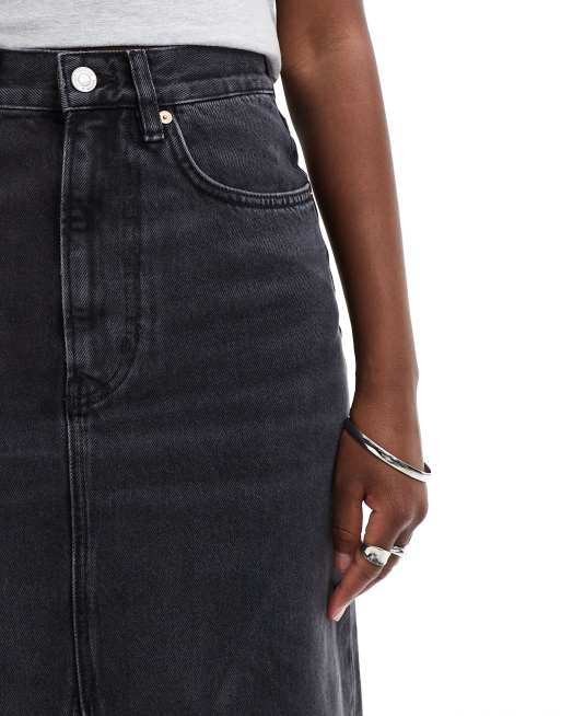 & Other Stories denim maxi column skirt in black wash | ASOS