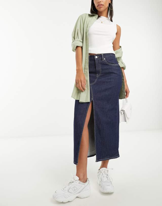 & Other Stories - denim maxi skirt with split in blue rinse