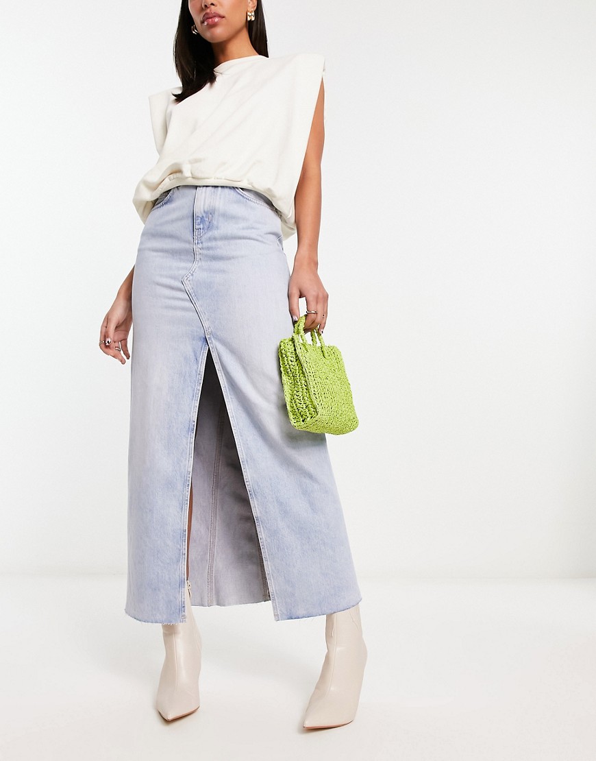 & Other Stories denim midaxi skirt with split in blue