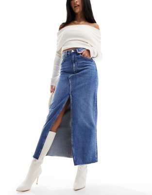 & Other Stories & Other Stories denim midaxi skirt with split in mid blue ASOS exclusive