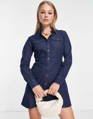 Other Stories &  Denim Mini Shirt Dress In Dark Blue