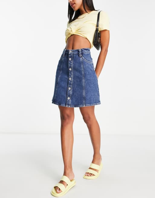 & Other Stories - Denim minirok met geplooid detail in blauw