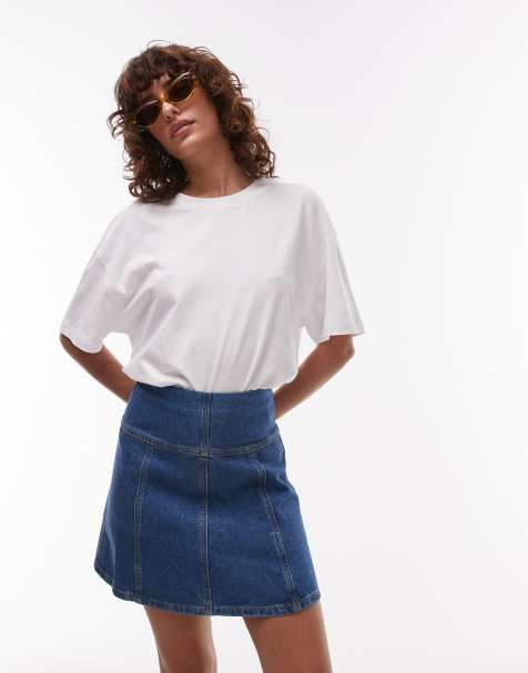 & Other Stories denim panelled flippy mini  skirt in clean mid blue - view 1