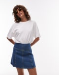 [Other Stories] & Other Stories denim panelled flippy mini skirt in clean mid blue 38 Mid wash blue