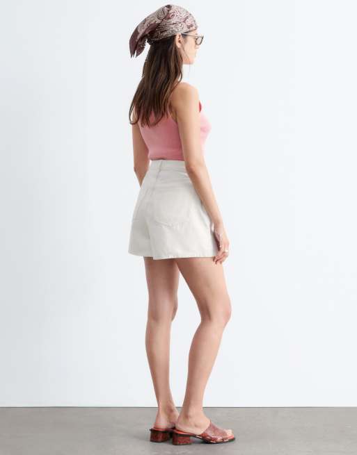 & Other Stories denim shorts in off white, 4 of 4