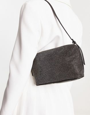 & Other Stories diamante hand bag in black