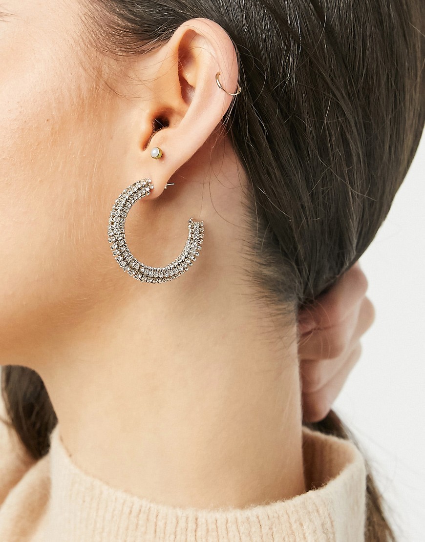 & Other Stories diamante hoops in gold