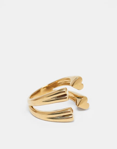 & Other Stories – Doppellagiger, offener Ring mit Herzdetails in Gold - view 1