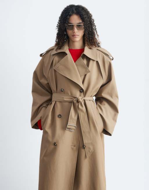 & Other Stories double breasted belted trench coat in beige, 3 of 5