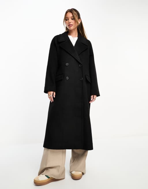 Double breasted clearance black coat