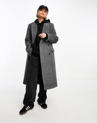 Wool blend long hot sale coat other stories