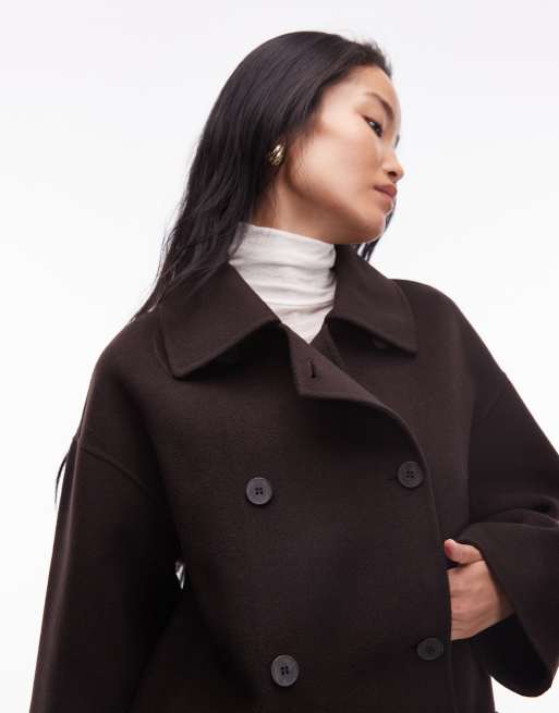 & Other Stories double breasted wool mix coat in brown