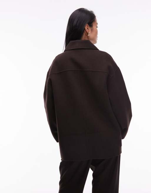 & Other Stories double breasted wool mix coat in brown