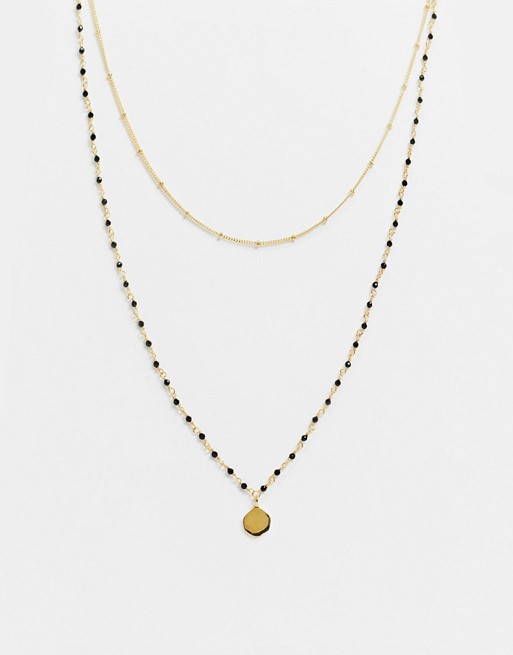 & Other Stories double chain and bead necklace in gold