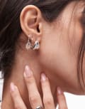 [Other Stories] & Other Stories double hoop teardrop stud earrings in silver No Size SILVER