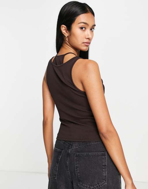  Other Stories double layer tank top in brown