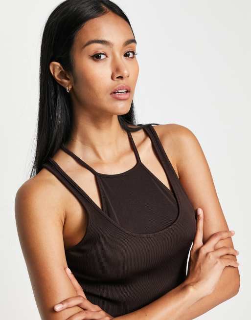  Other Stories double layer tank top in brown