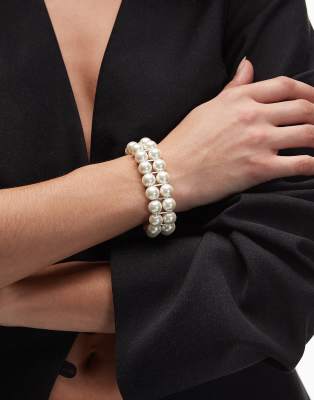 & Other Stories & Other Stories double pearl bracelet in white