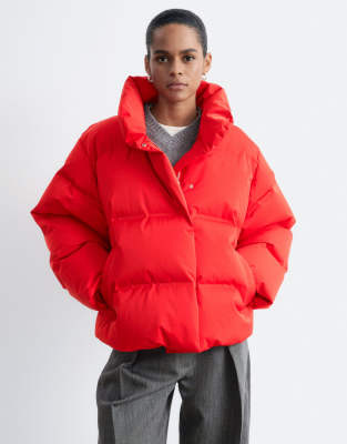 & Other Stories Down & Feather Puffer Jacket In Red