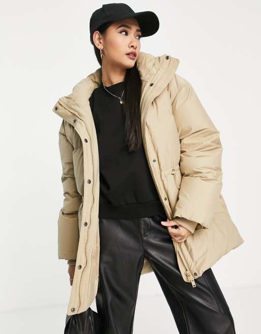 Beige sales down jacket