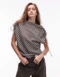 [Other Stories] & Other Stories drape sleeveless top in black and white check-Multi M Black and white