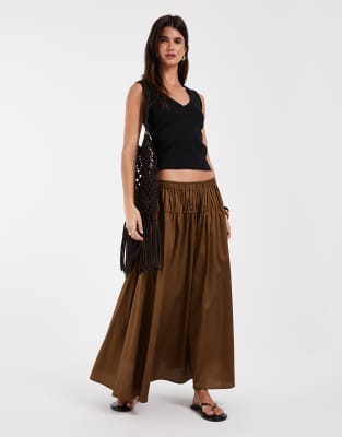 & Other Stories Drawstring Waist Detail Maxi Skirt In Brown