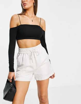 & Other Stories drawstring waist linen shorts in white