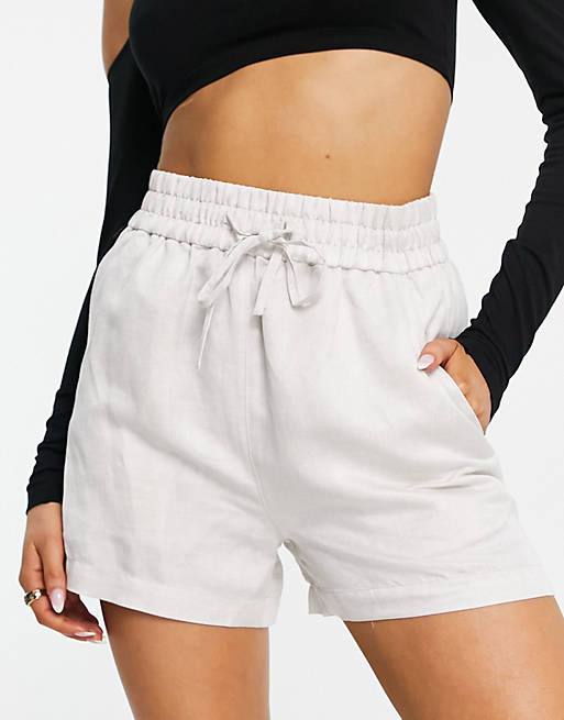  Other Stories drawstring waist linen shorts in white