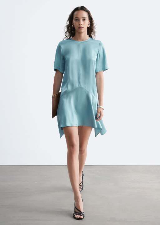 dusty blue mini dress Charming Long Sleeve | | Womens flare mini skirt with a slightly pleated waist Ailyn Mini Dress (Dusty Blue)