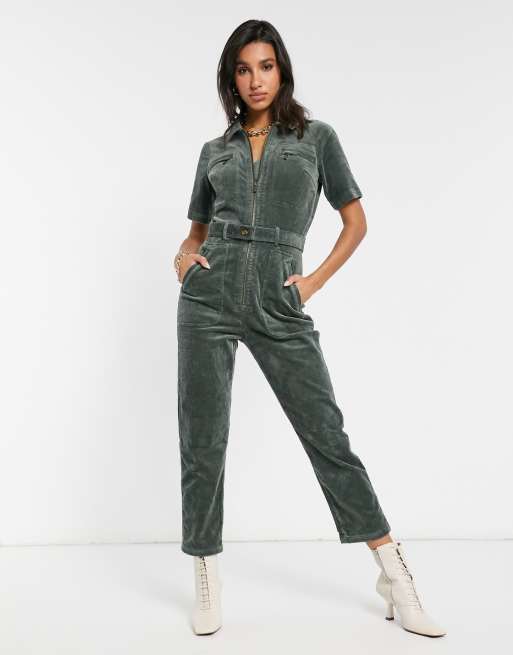 Other Stories Dunkelgrune Jumpsuit aus elastischem Cord ASOS