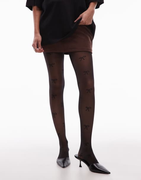 & Other Stories – Durchscheinende Strumpfhose in Schwarz mit Schleifenmuster - view 1