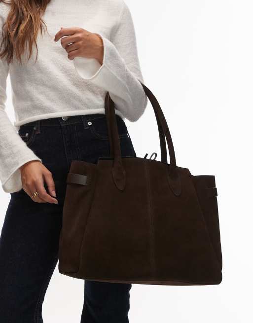 & Other Stories – Duża torba typu tote na ramię z brązowego zamszu